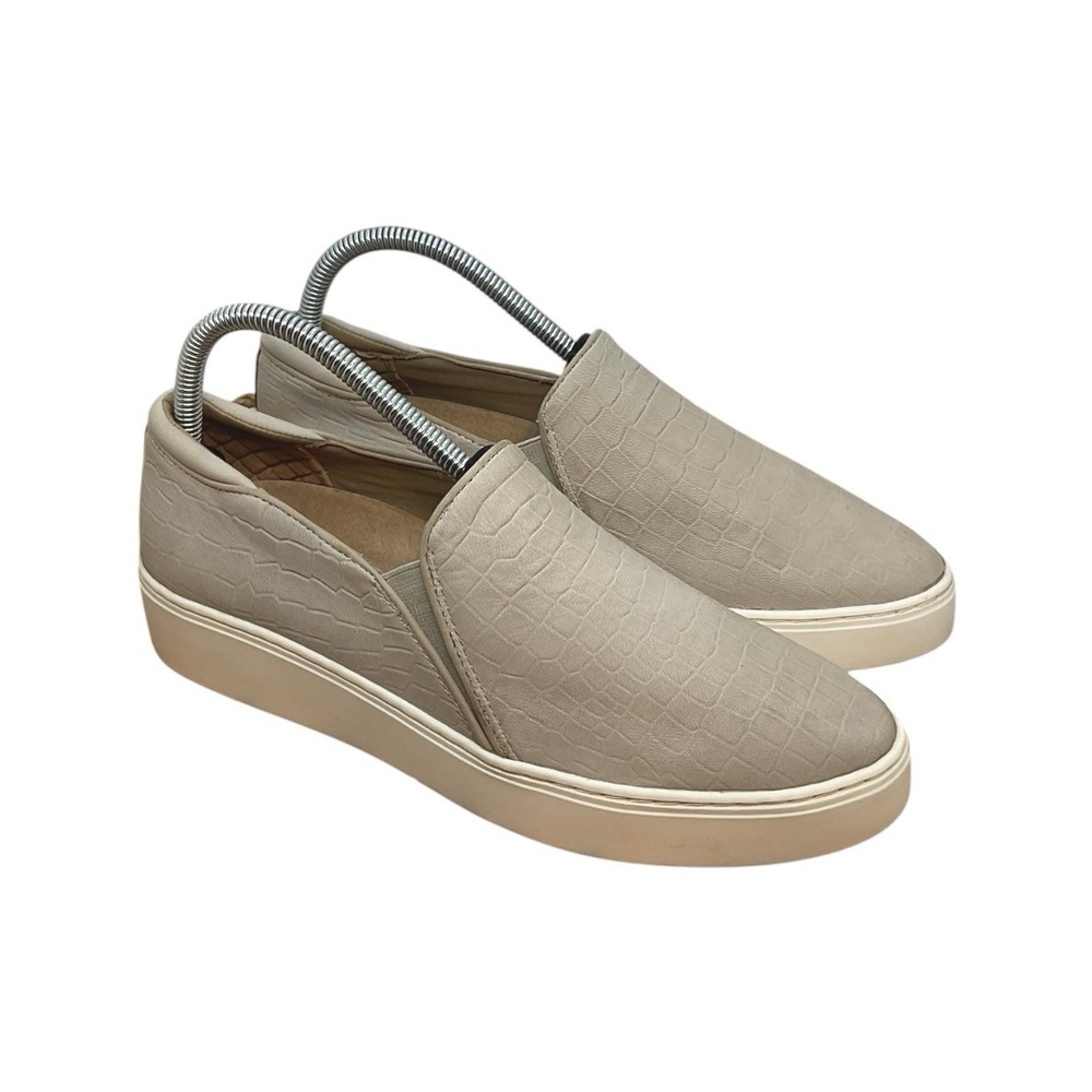 Dr Scholls Dazed Womens 8M Slip On Sneakers Taupe Croc Embossed Platform Comfort